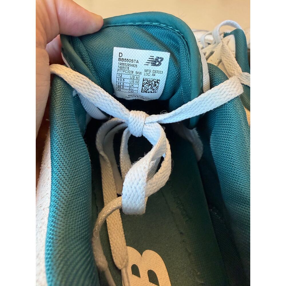 New Balance 550 White Vintage Teal Green Men's Size 12 BB550STA Retro Sneakers - Picture 7 of 8